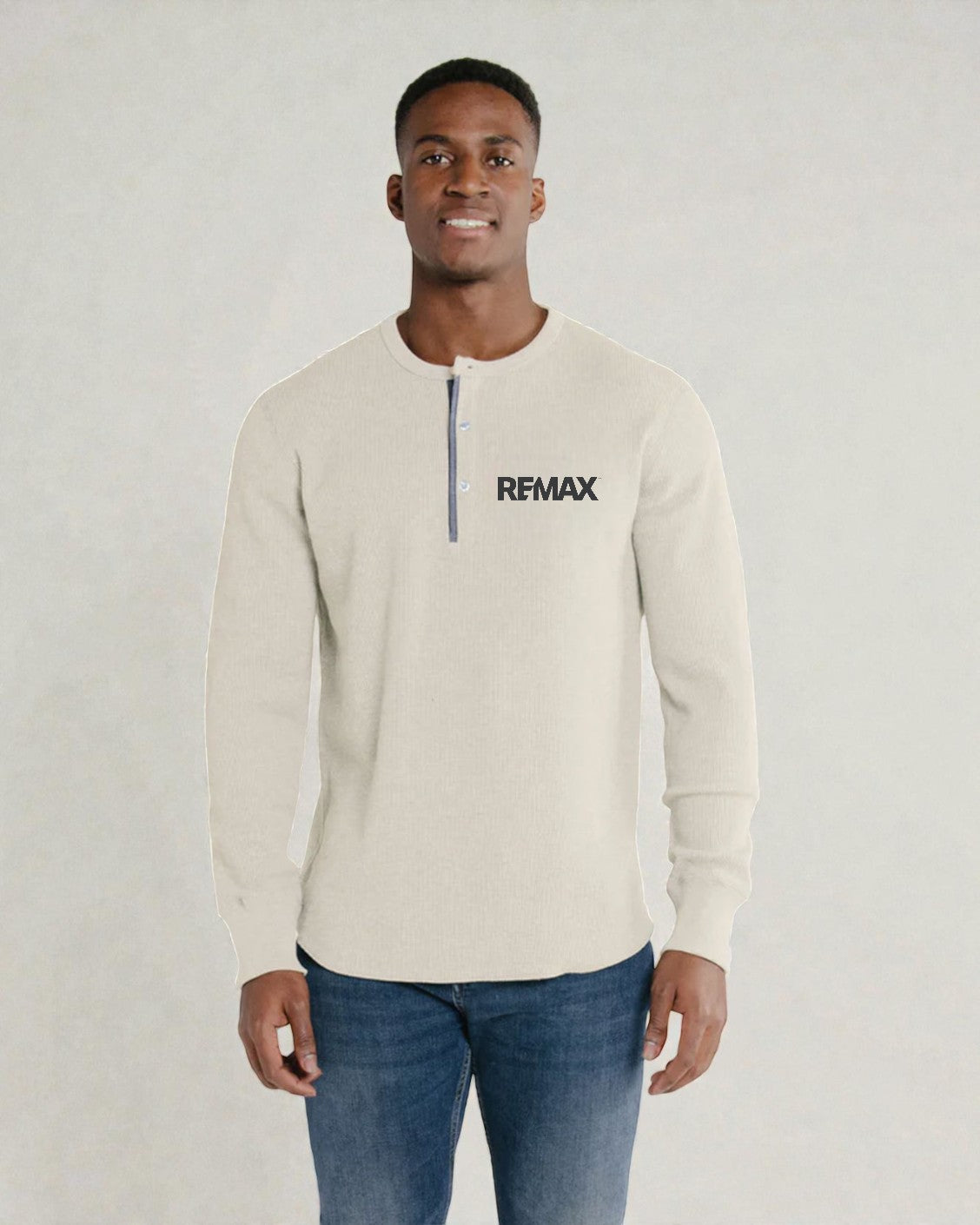 Brand Refresh Canadian-Made Unisex 16oz Long-Sleeve Thermal Henley - Embroidered