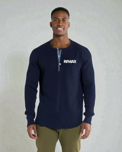 Brand Refresh Canadian-Made Unisex 16oz Long-Sleeve Thermal Henley - Embroidered