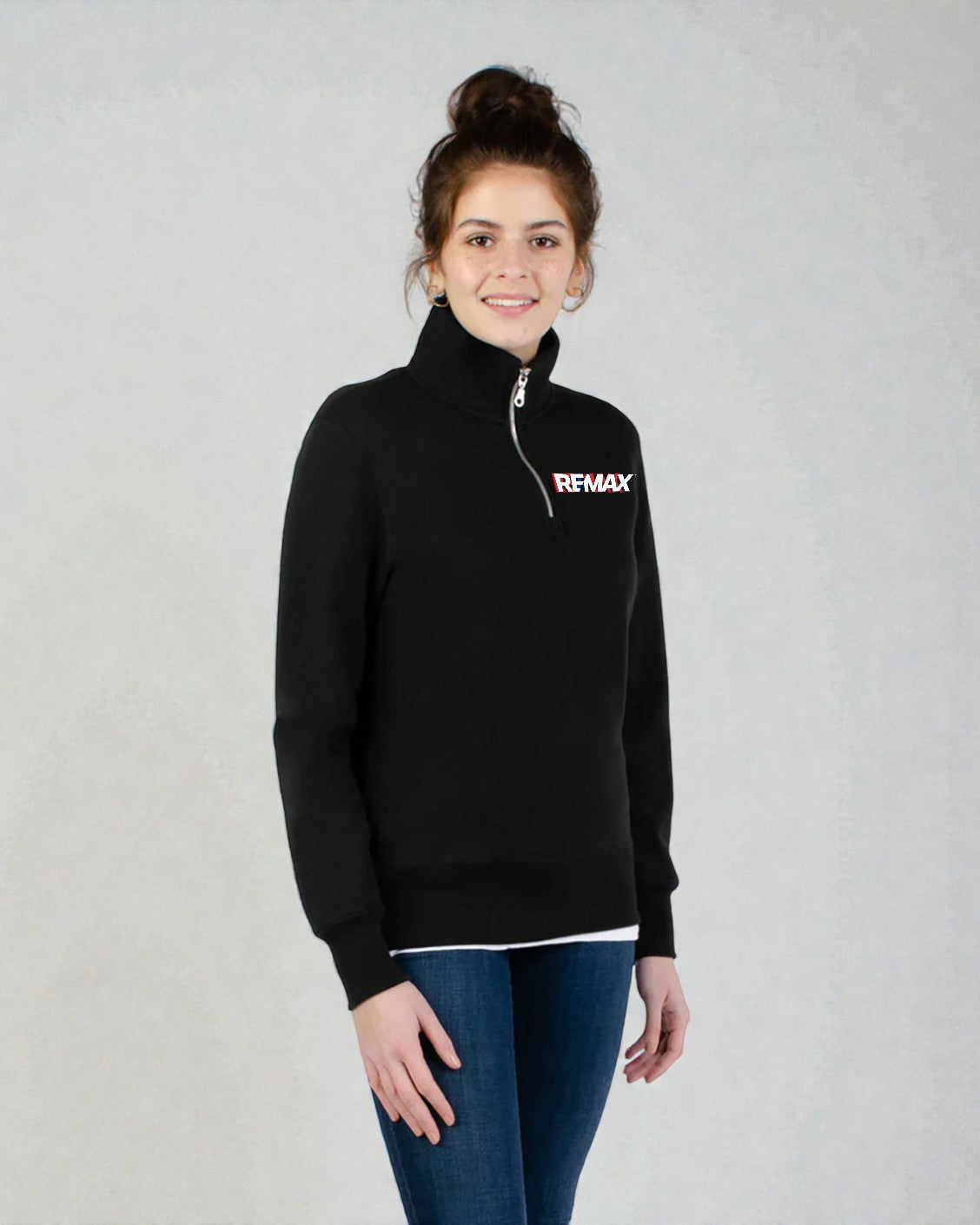 Brand Refresh Canadian-Made Unisex 16oz Slim Fit Zip Mock Polo Sweatshirt - Embroidered