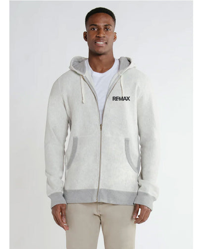 Brand Refresh Canadian-Made Unisex 16oz Reverse Grain Contrast Full-Zip Kangaroo Hoodie - Embroidered