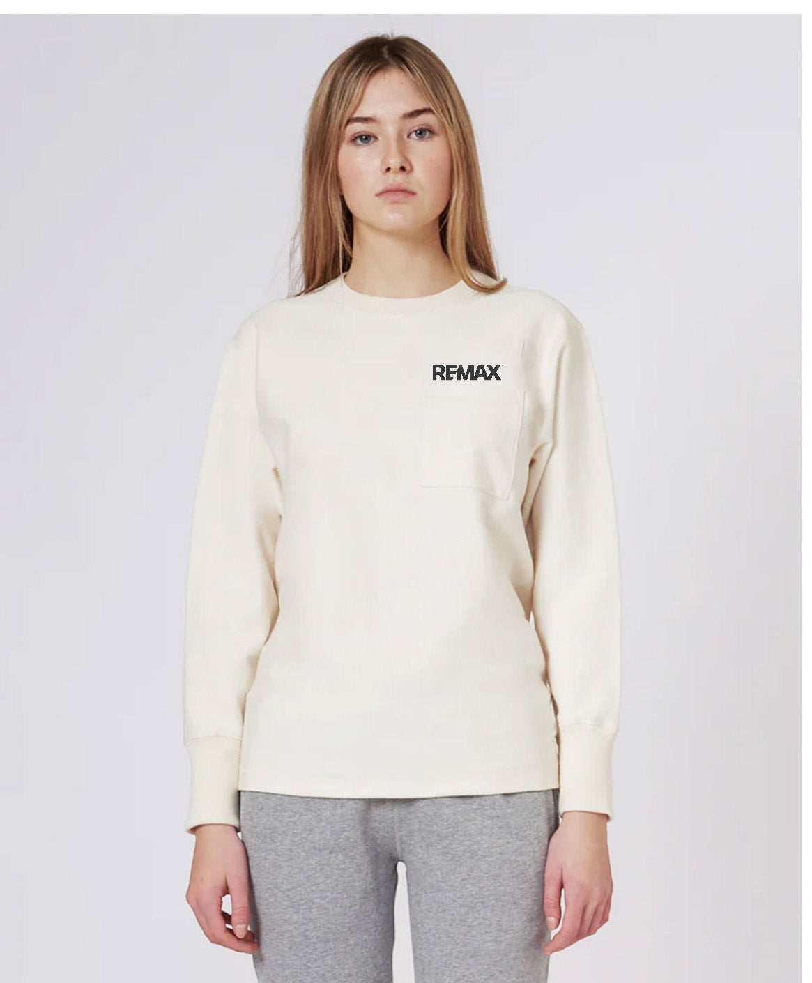 Brand Refresh Canadian-Made Unisex 16oz Long-Sleeve Crewneck Pocket T-Shirt - Embroidered