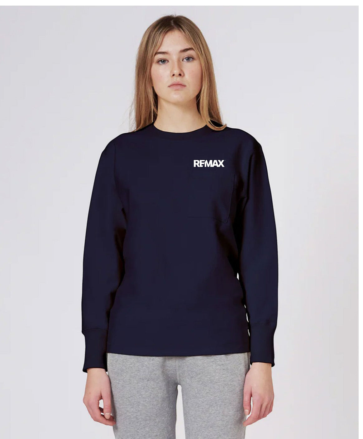 Brand Refresh Canadian-Made Unisex 16oz Long-Sleeve Crewneck Pocket T-Shirt - Embroidered