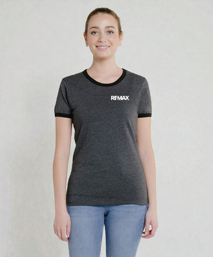Brand Refresh Canadian-Made Women's 9oz Short-Sleeve Ringer T-Shirt - Embroidered