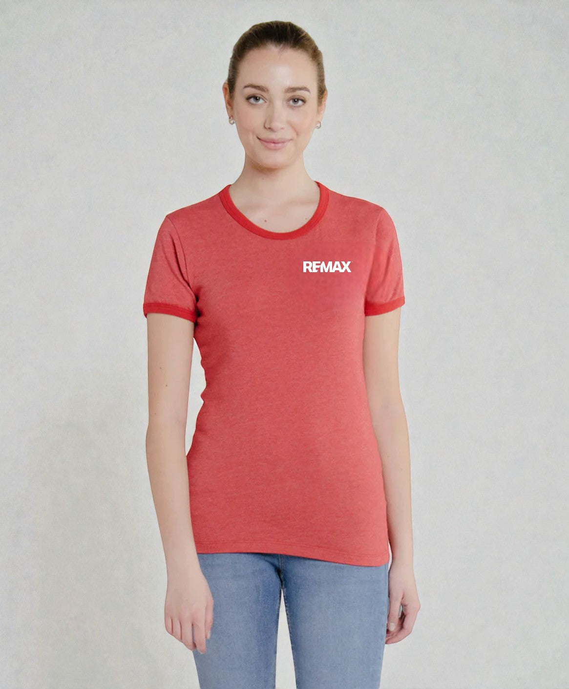 Brand Refresh Canadian-Made Women's 9oz Short-Sleeve Ringer T-Shirt - Embroidered