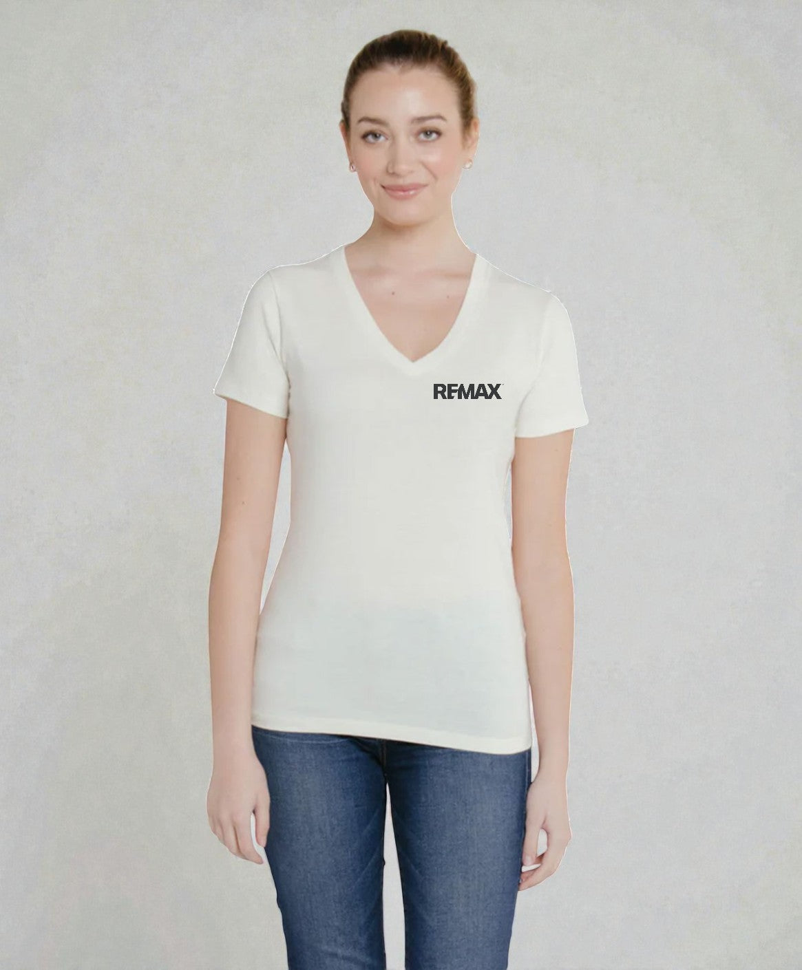 Brand Refresh Canadian-Made Women's 7.5oz Short-Sleeve V-Neck T-Shirt - Embroidered