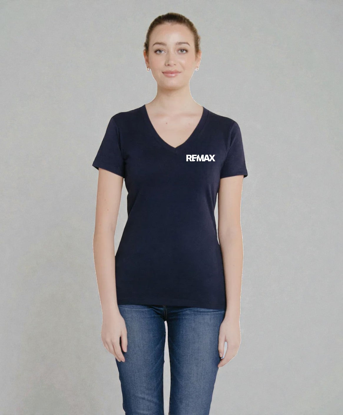 Brand Refresh Canadian-Made Women's 7.5oz Short-Sleeve V-Neck T-Shirt - Embroidered