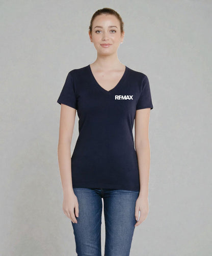 Brand Refresh Canadian-Made Women's 7.5oz Short-Sleeve V-Neck T-Shirt - Embroidered
