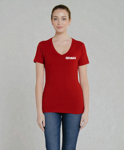 Brand Refresh Canadian-Made Women's 7.5oz Short-Sleeve V-Neck T-Shirt - Embroidered