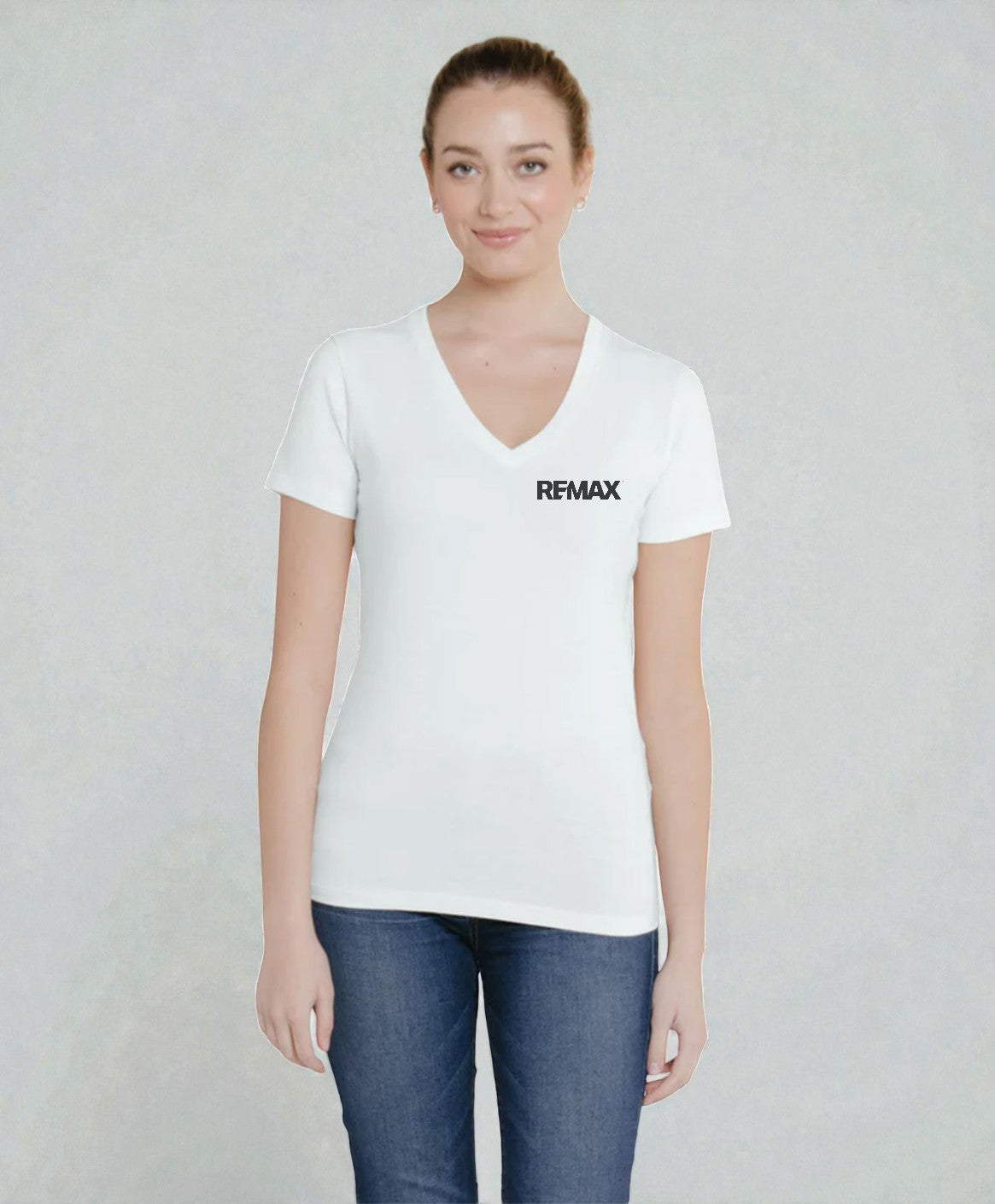 Brand Refresh Canadian-Made Women's 7.5oz Short-Sleeve V-Neck T-Shirt - Embroidered