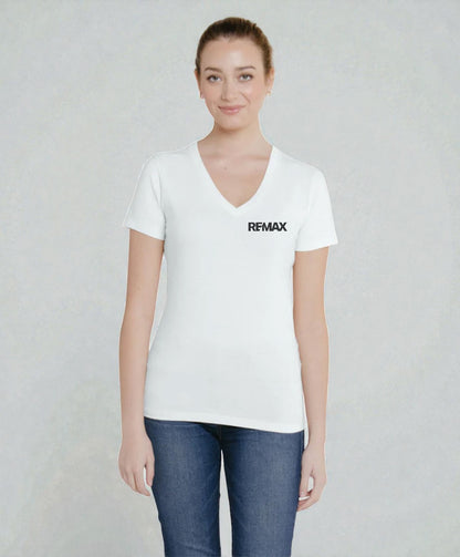 Brand Refresh Canadian-Made Women's 7.5oz Short-Sleeve V-Neck T-Shirt - Embroidered