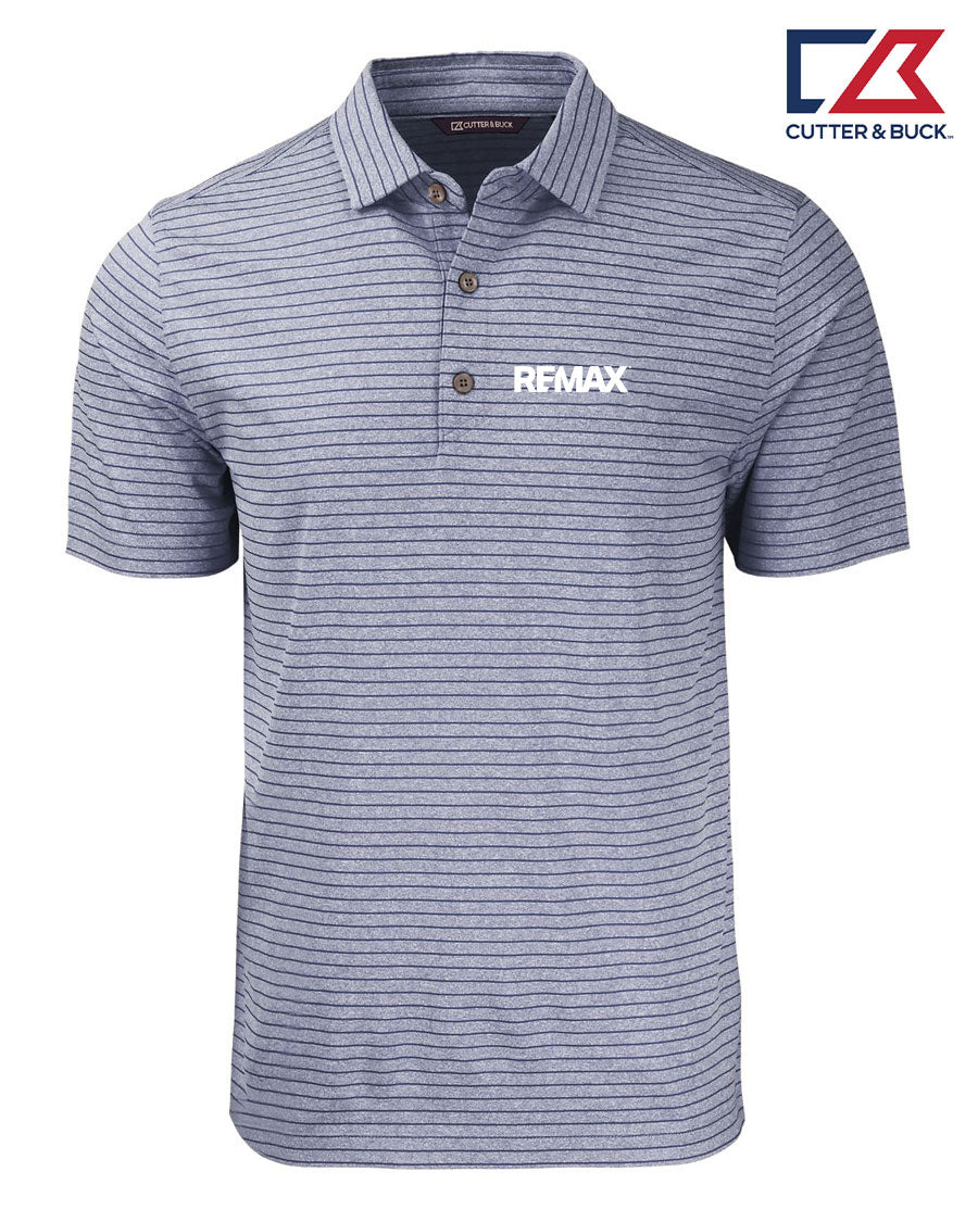 Brand Refresh Cutter & Buck Forge Eco Heather Stripe Stretch Recycled Mens Sportshirt - Embroidered