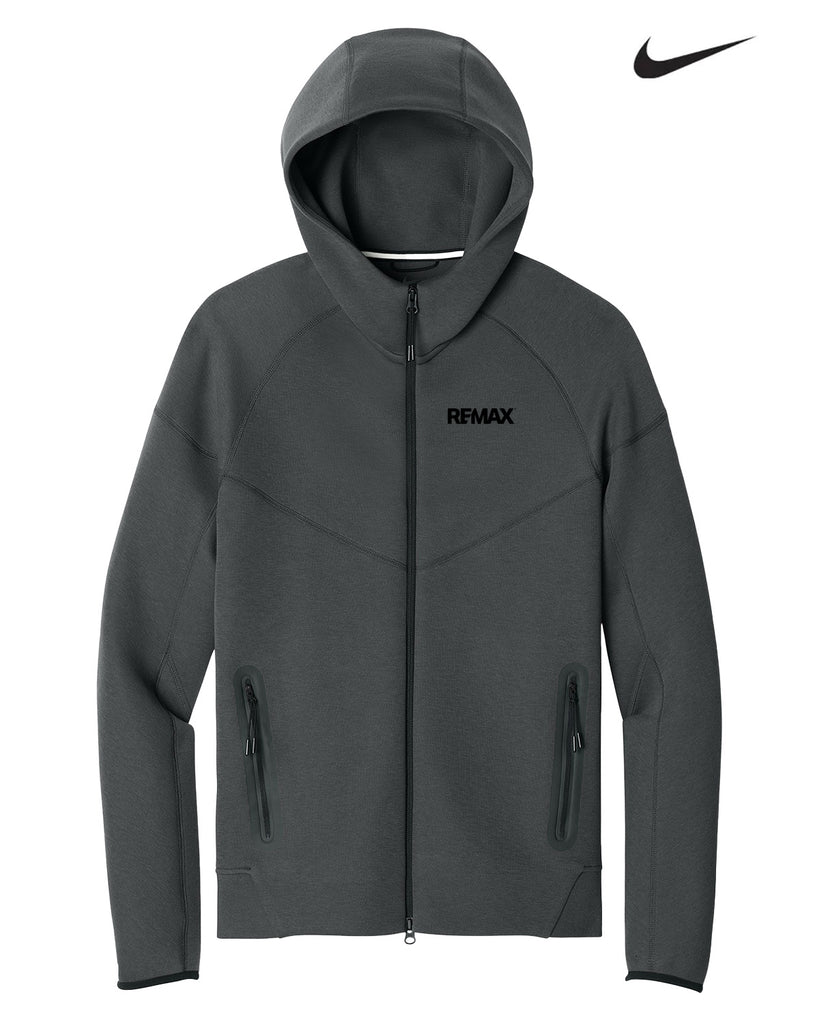 Dark gray hoodie with REMAX branding on a white background