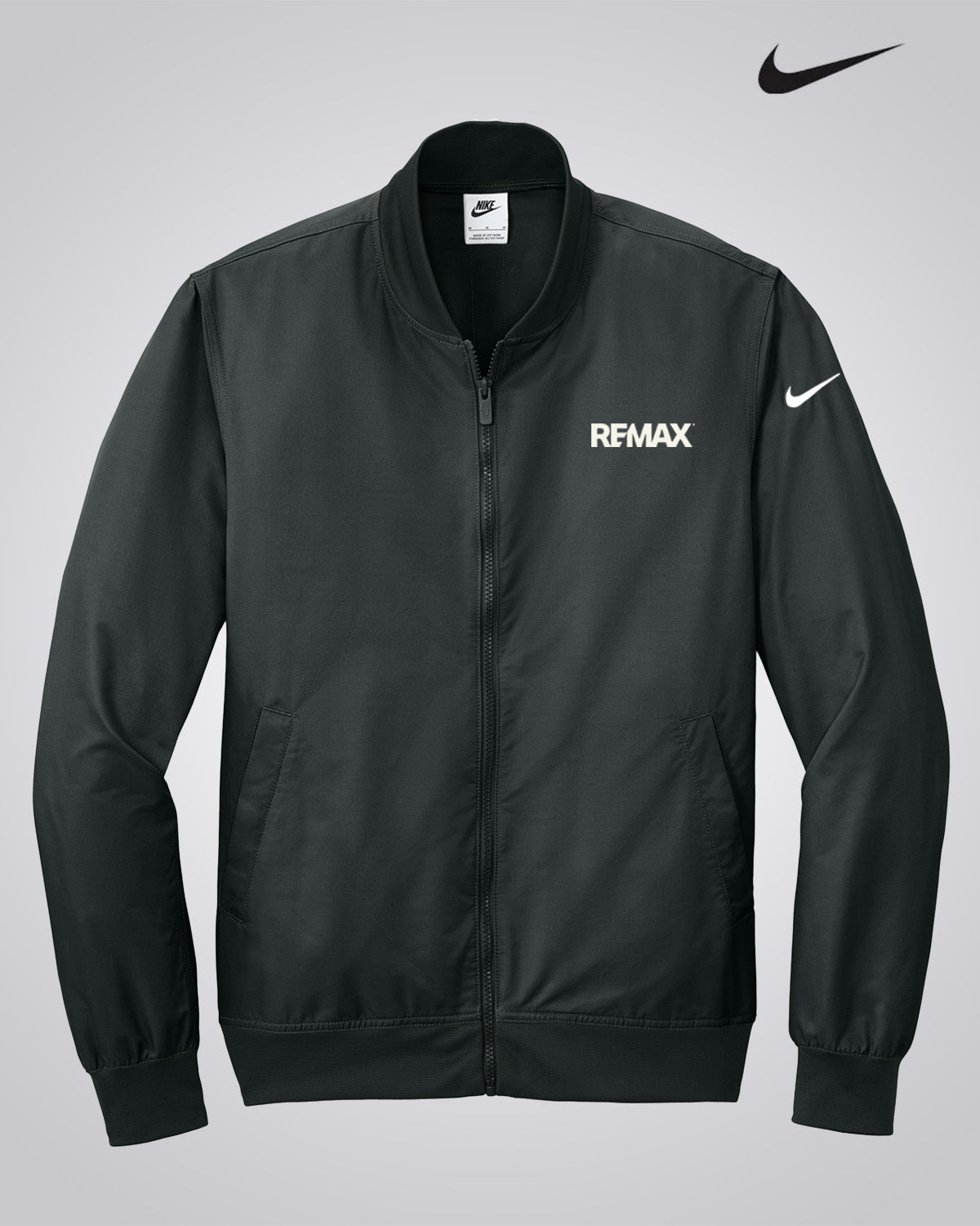 Black jacket with 'REMAX' logo on a gray background