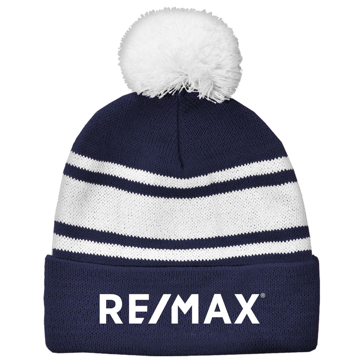 Varsity 2-Tone Beanie - Navy/White - Embroidered