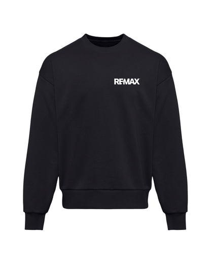 Black sweatshirt with 'REMAX' logo on a white background