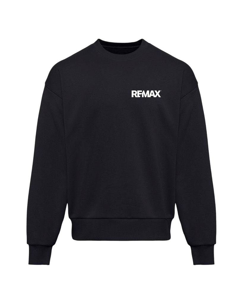 Black sweatshirt with 'REMAX' logo on a white background