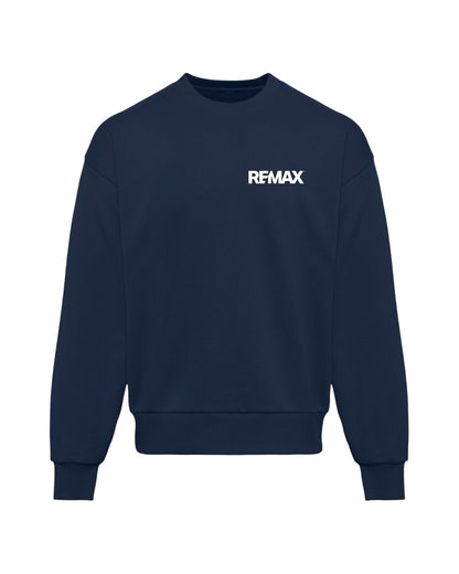 Navy blue sweatshirt with 'REMAX' logo on a white background