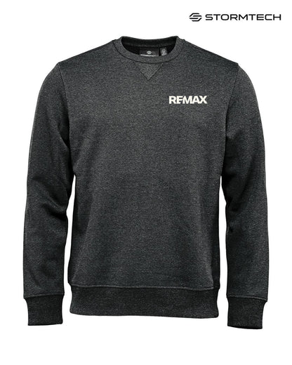 Dark gray sweatshirt with 'REMAX' logo on a white background