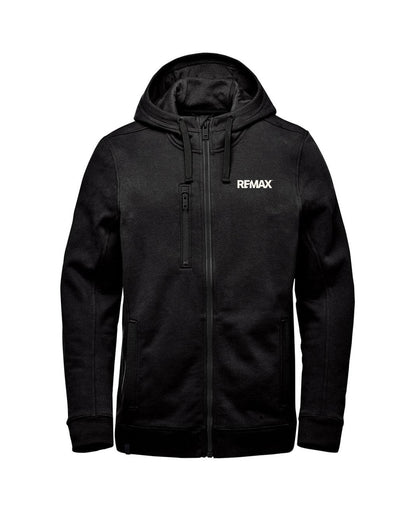 Black hoodie with REMAX logo on a white background
