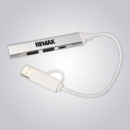 Recycled Aluminum 4-Port USB-A and C Hub - Brand Refresh - One Color Logo