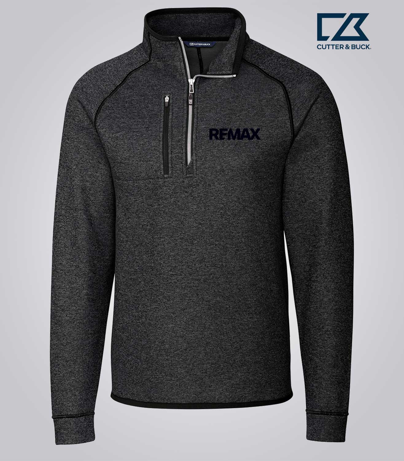 Cutter & Buck Mainsail Sweater-Knit Mens Half Zip Pullover Jacket - Brand Refresh - One Color Logo - Embroidered