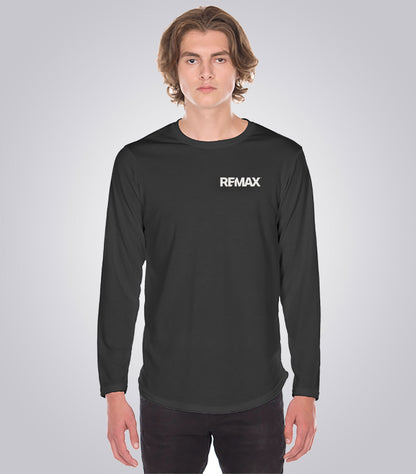 Men's  Long Sleeve Scoop Bottom T-Shirt - Brand Refresh - One Color Logo - PRINT