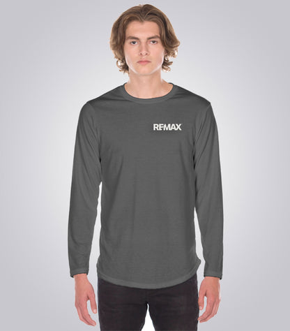 Men's  Long Sleeve Scoop Bottom T-Shirt - Brand Refresh - One Color Logo - PRINT