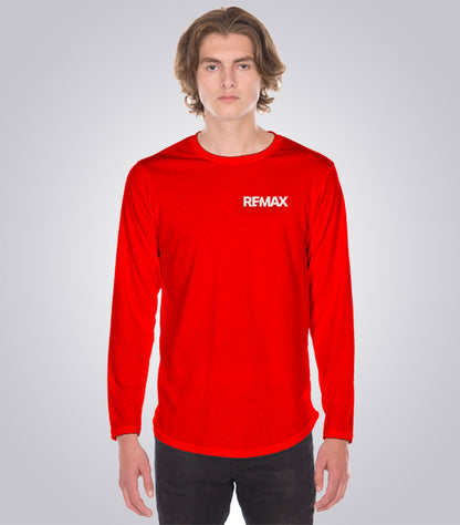 Men's  Long Sleeve Scoop Bottom T-Shirt - Brand Refresh - One Color Logo - PRINT