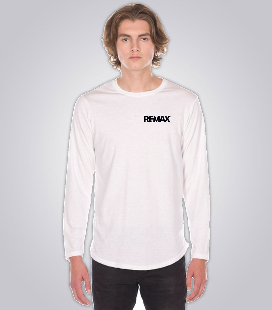 Men's  Long Sleeve Scoop Bottom T-Shirt - Brand Refresh - One Color Logo - PRINT