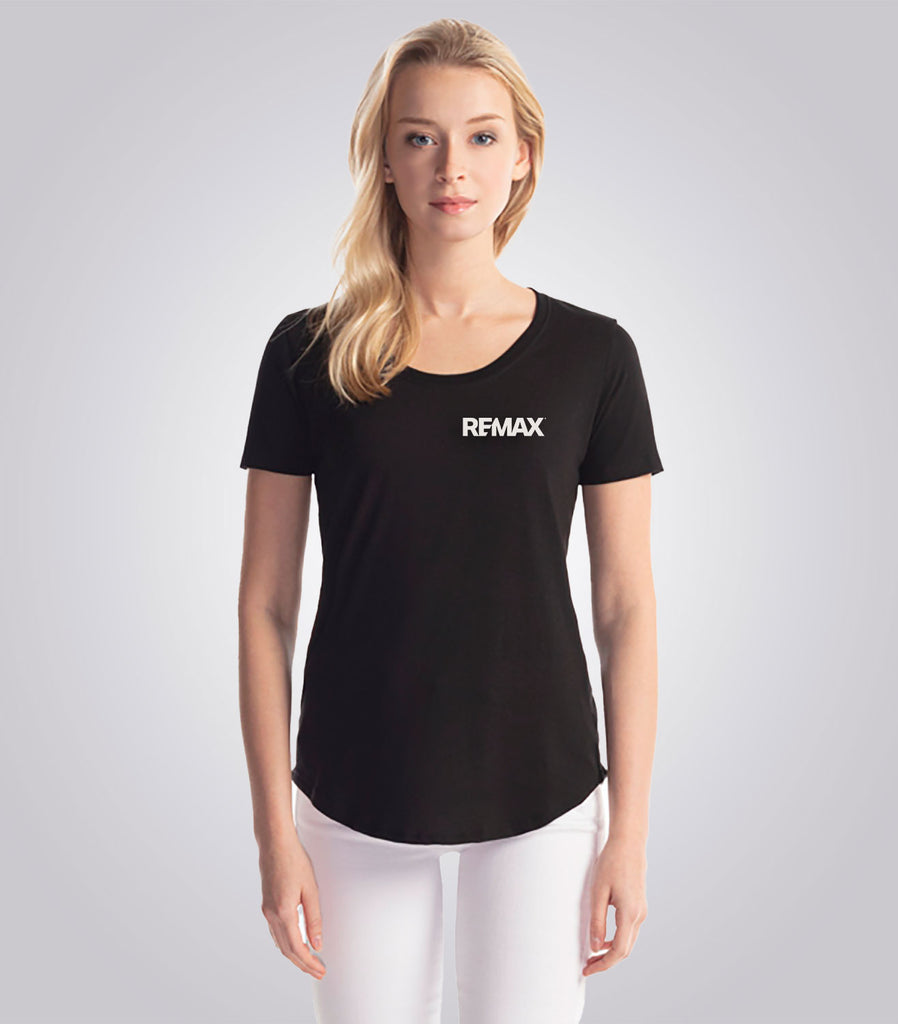Ladies Bamboo Relaxed Fit Scoop Bottom T-Shirt - Brand Refresh - One Color Logo - PRINT