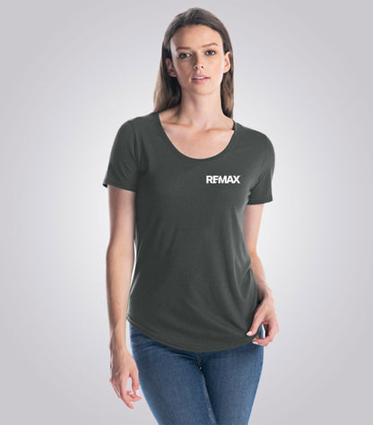 Ladies Bamboo Relaxed Fit Scoop Bottom T-Shirt - Brand Refresh - One Color Logo - PRINT