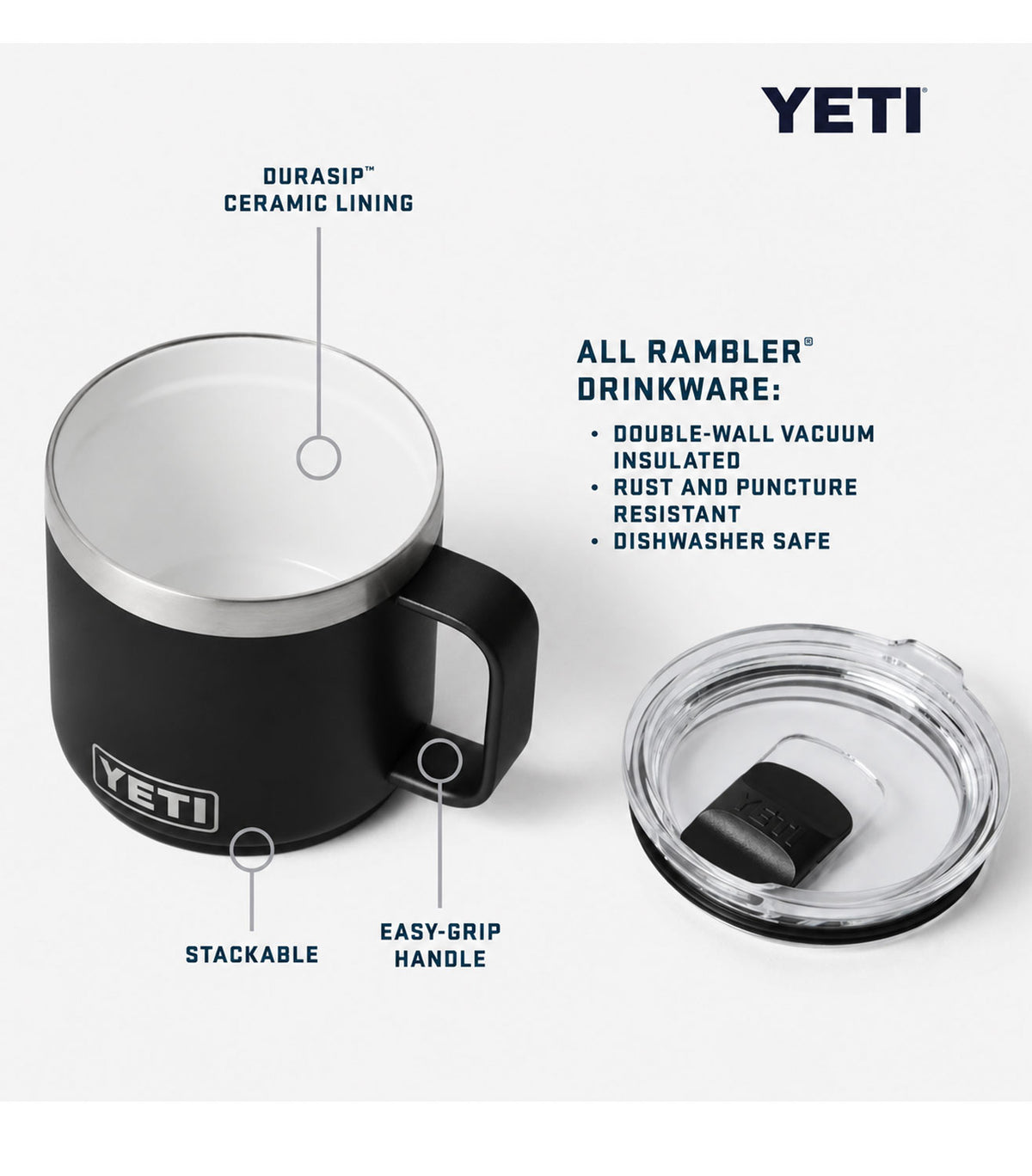 Yeti Rambler 14oz Stackable Mug - Brand Refresh - One Color Logo