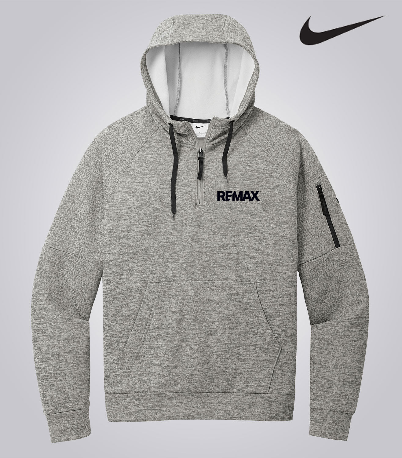 NIKE Unisex Therma-FIT 1/4 ZIP FLEECE HOODIE - Brand Refresh - One Color Logo (T/T) -Embroidered