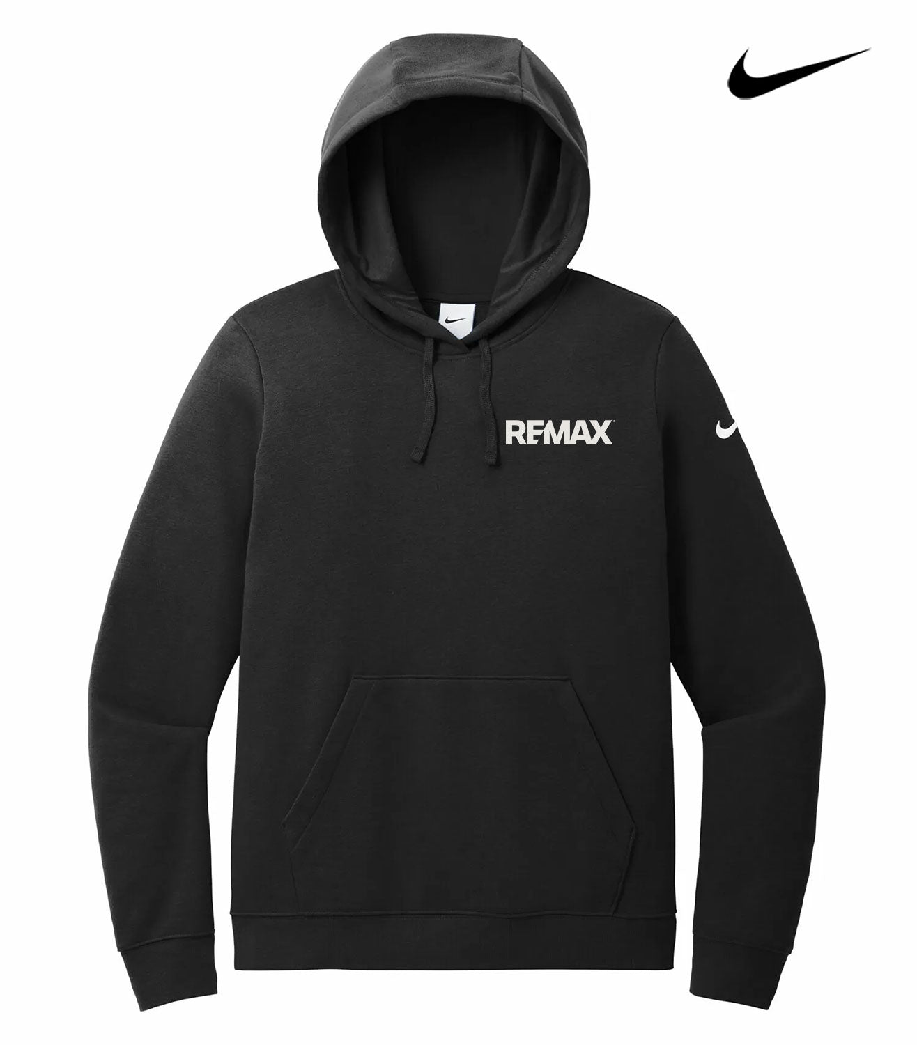 Black hoodie with REMAX logo on a white background