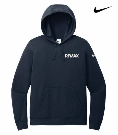 Navy blue hoodie with REMAX and Nike logos on a white background