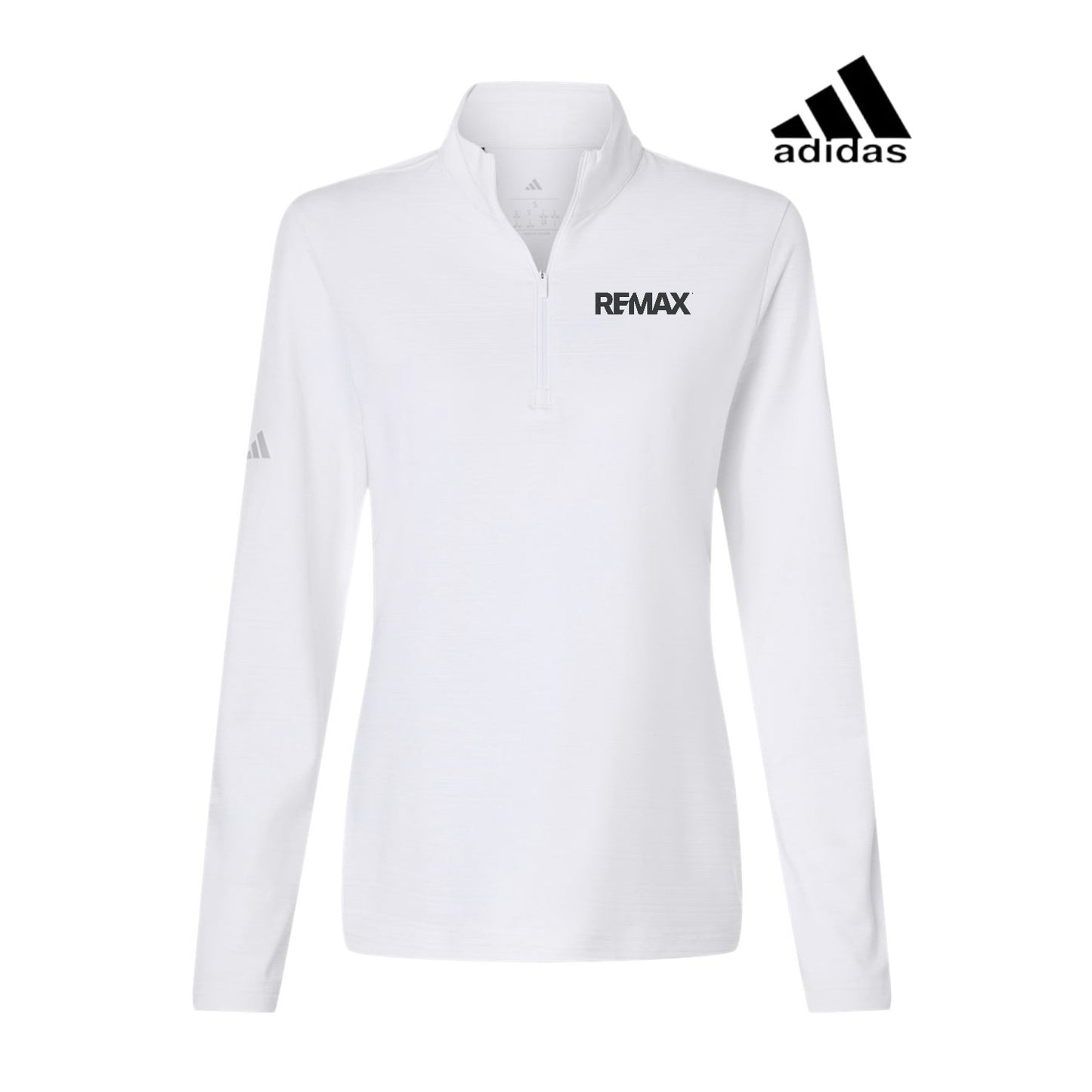 White long-sleeve shirt with Adidas logo on a white background