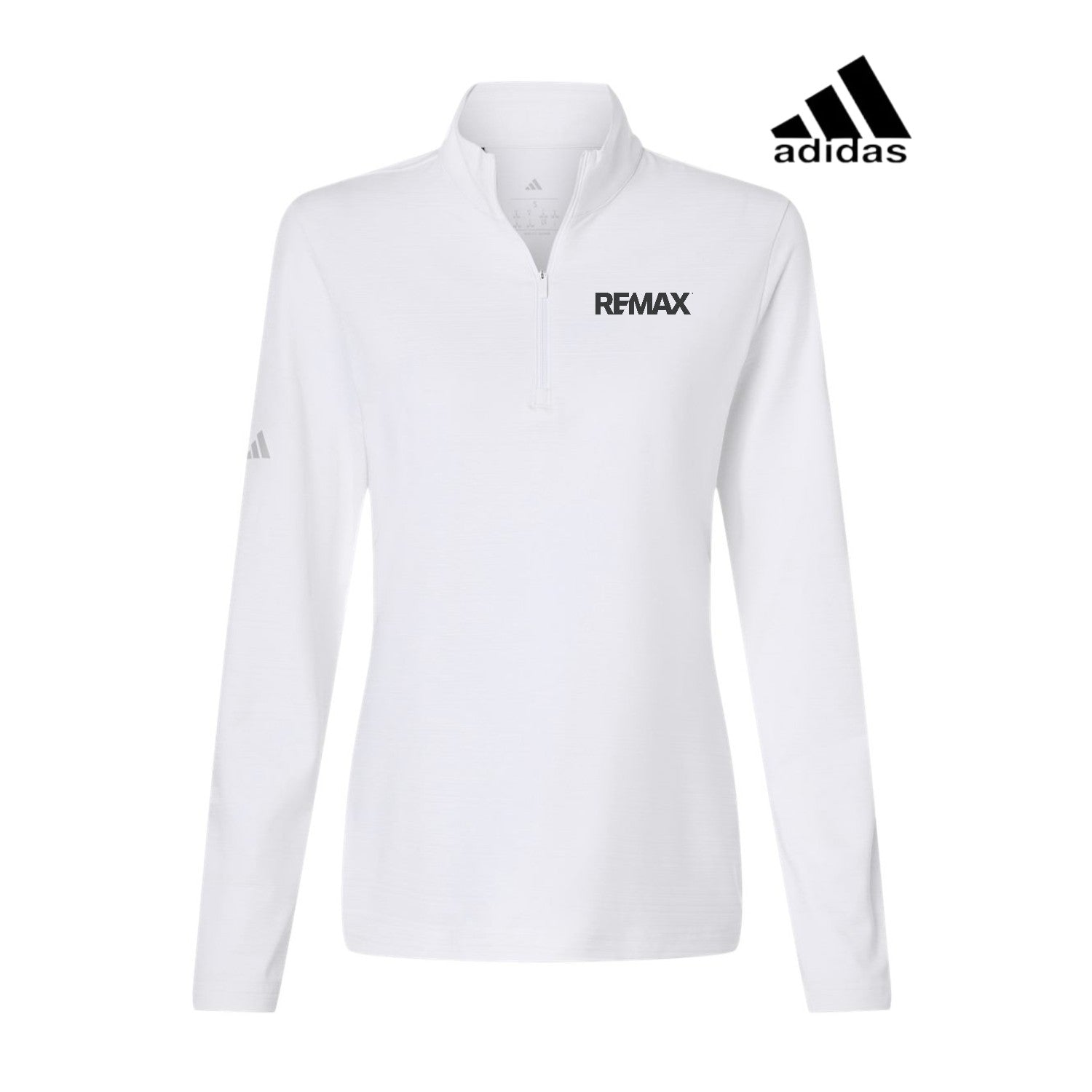 White long-sleeve shirt with Adidas logo on a white background
