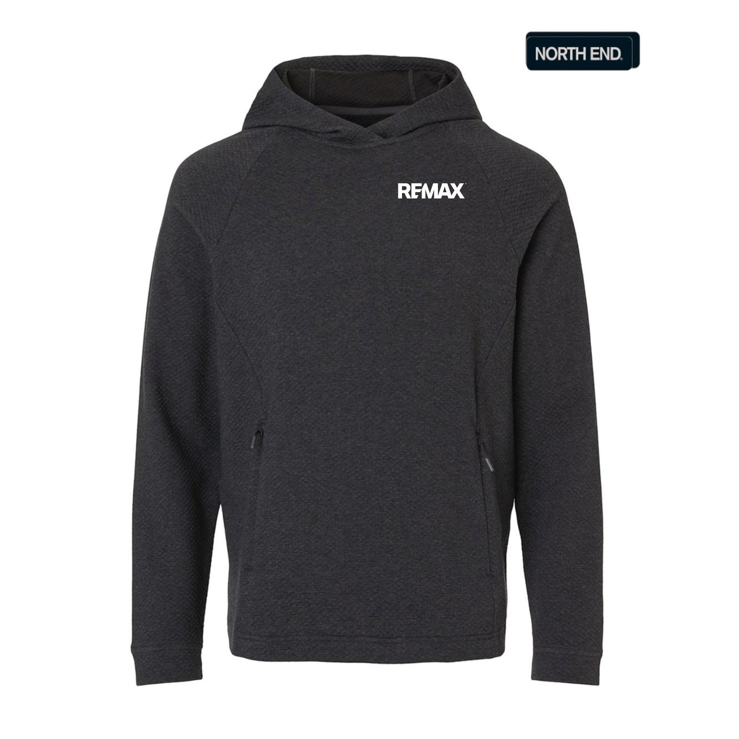 Black hoodie with 'REMAX' logo on a white background