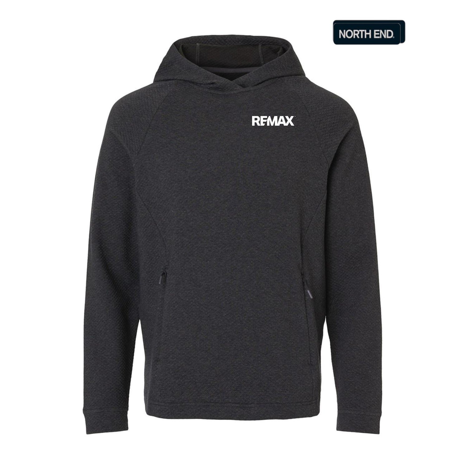 Black hoodie with 'REMAX' logo on a white background