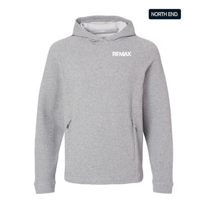 Gray hoodie with 'REMAX' logo on a white background
