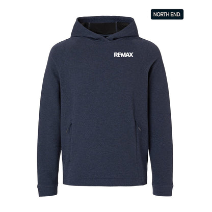 Navy hoodie with 'REMAX' logo on a white background
