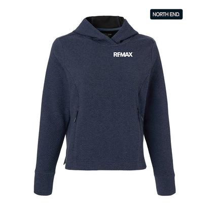 Navy hoodie with 'REMAX' logo on a white background