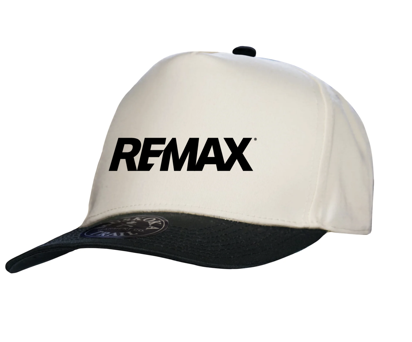 Beige cap with black REMAX logo on a white background
