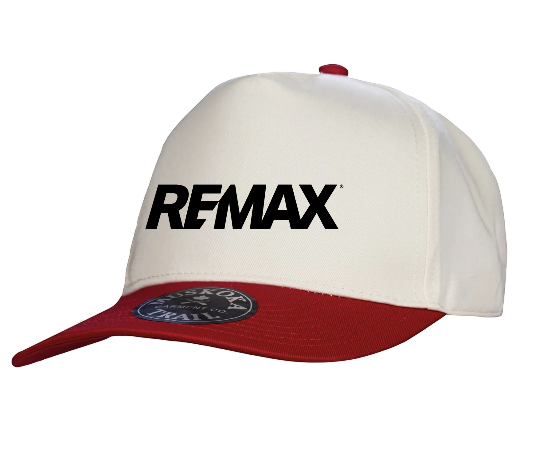 White and red cap with REMAX logo on a white background