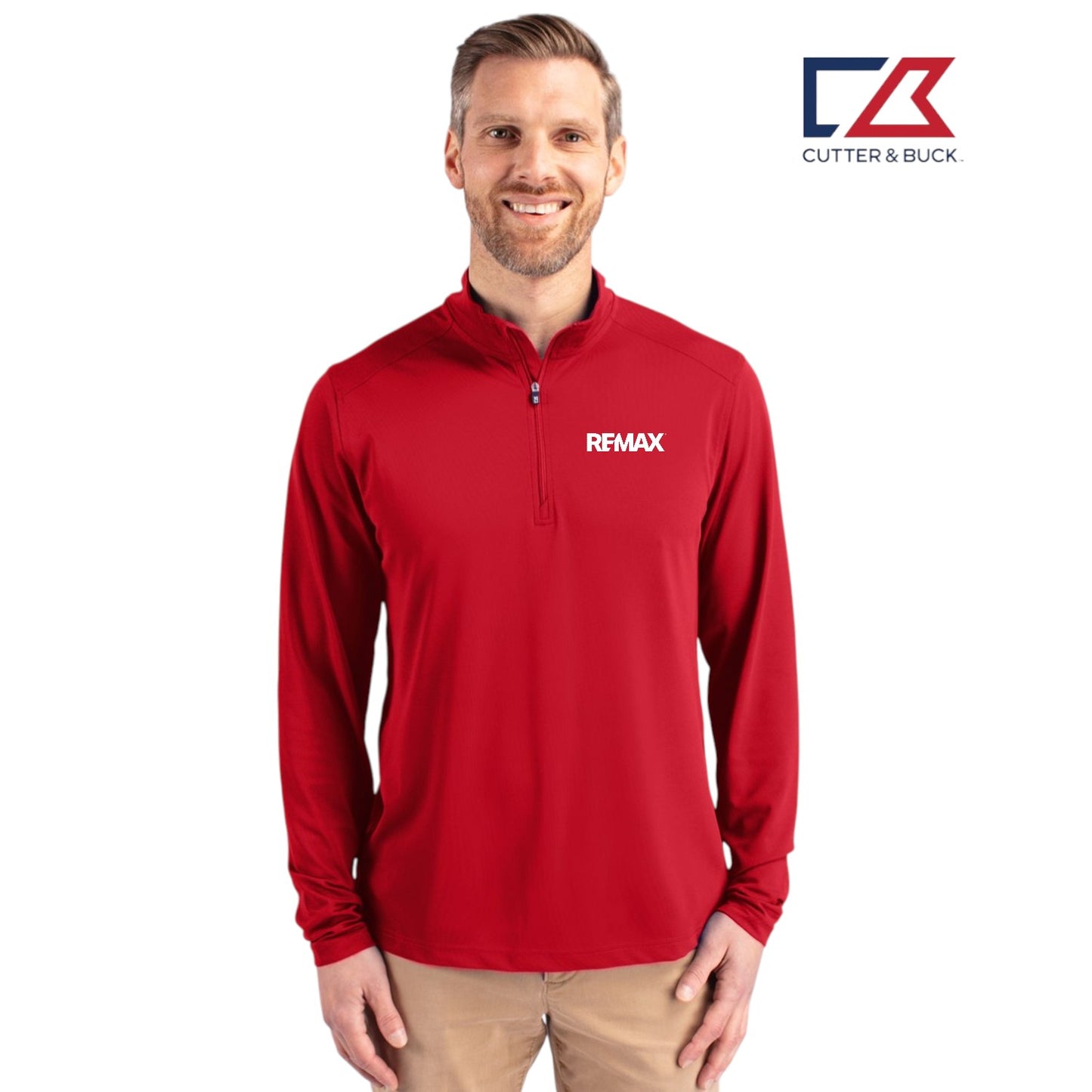 Cutter & Buck Virtue Recycled Featherlight Pique Mens Quarter Zip Pullover - Brand Refresh - Embroidered