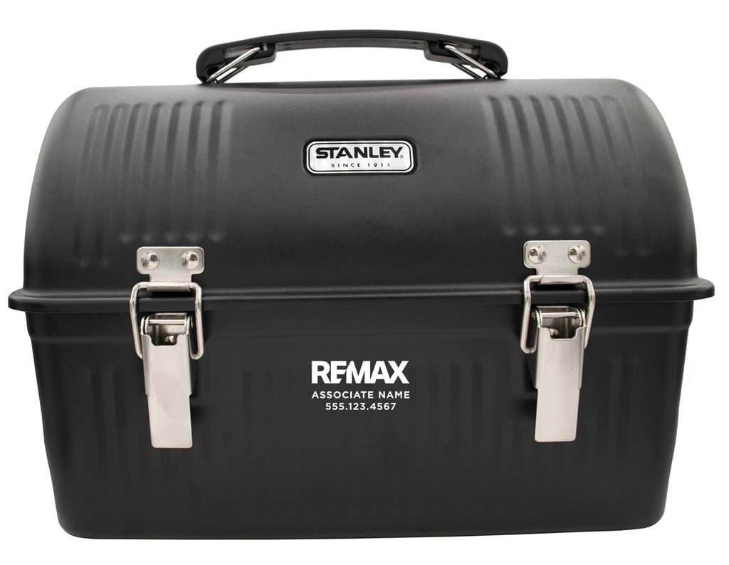 Black toolbox with Stanley and Remax branding on a white background