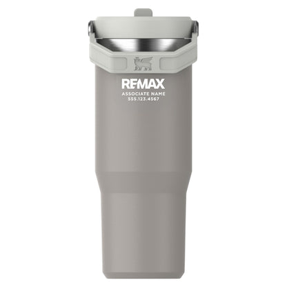 Gray tumbler with REMAX branding on a white background