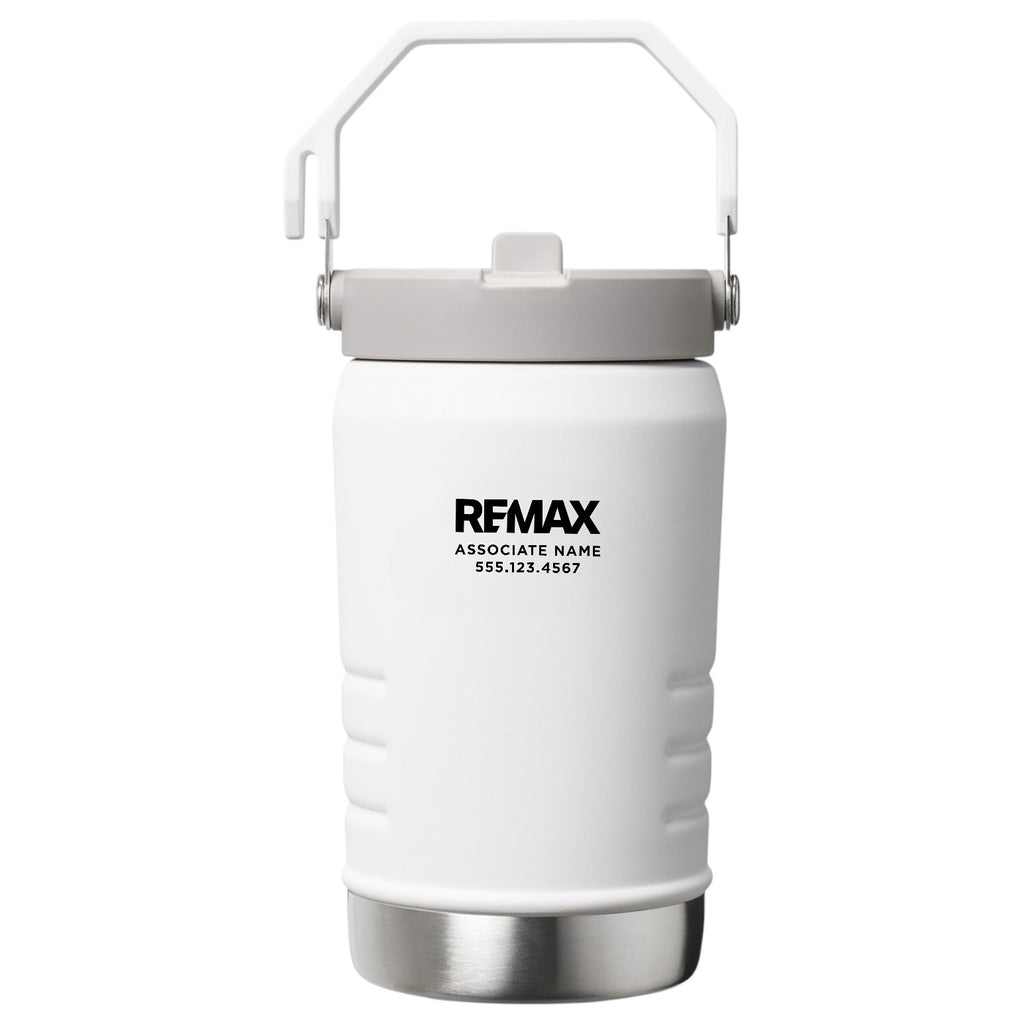 White insulated mug with REMAX branding on a white background