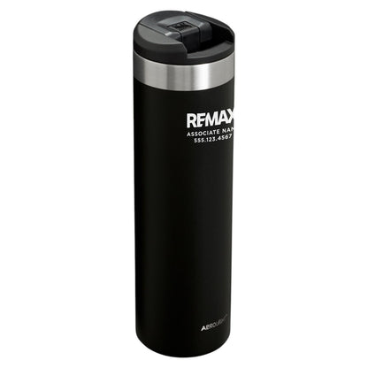 Black thermos with REMAX branding on a white background