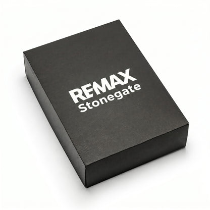 Black box with 'REMAX Stonegate' branding on a white background